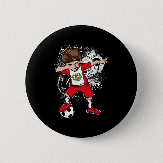 Dabbing Boy Peru Fußballtrikot Peruanischer Fuß Button (Vorderseite)