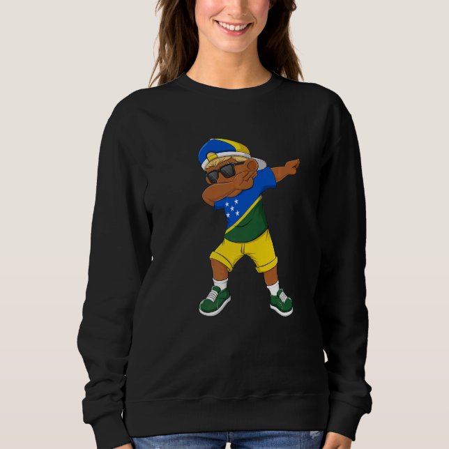 Dabbing Boy Solomon Islands Flag Kids Dab Dance Sweatshirt (Vorderseite)
