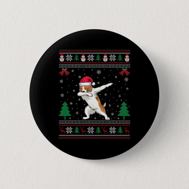 Dabbing Brittany Spaniel Weihnachtsmannmütze Boys  Button (Vorderseite)