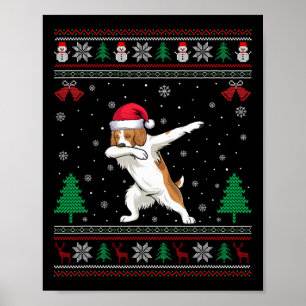 Dabbing Brittany Spaniel Weihnachtsmannmütze Boys Poster