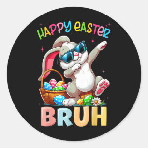 Dabbing Bunny Easter Bruh Happy Oaster for Boys Gi Runder Aufkleber
