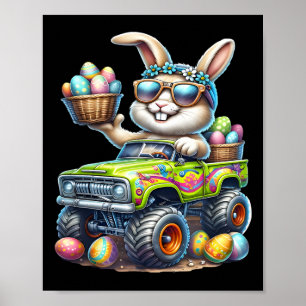 Dabbing Bunny Frohe Ostern Monster Truck Kinder Ju Poster