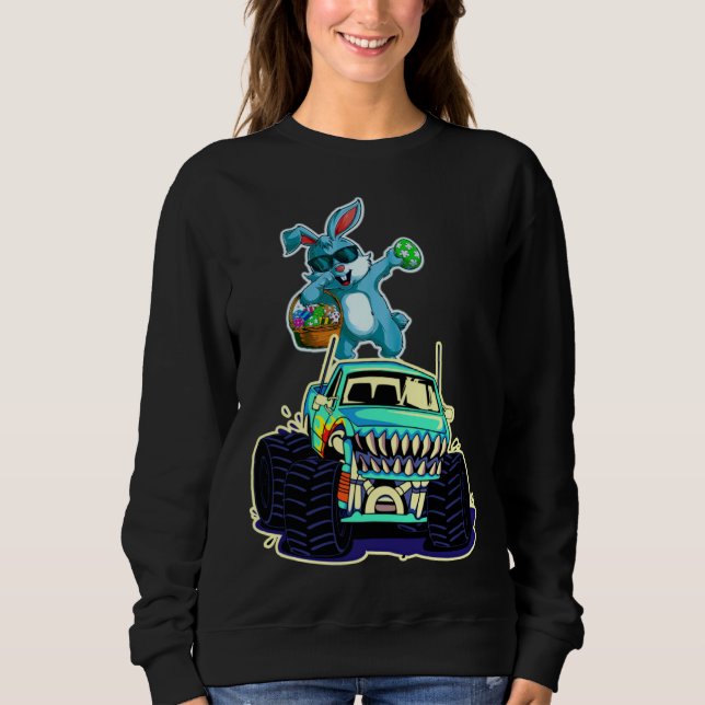 Dabbing Bunny Happy Easter Monster Truck  Kids Boy Sweatshirt (Vorderseite)