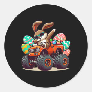 Dabbing Bunny Happy Osterjunge Kinder Monster Truc Runder Aufkleber