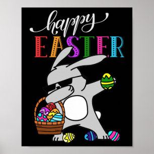 Dabbing Bunny Happy Ostertag Outfit Poster