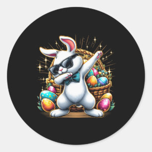 Dabbing Bunny Kaninchen Ostereier Jagd Jungen Kind Runder Aufkleber
