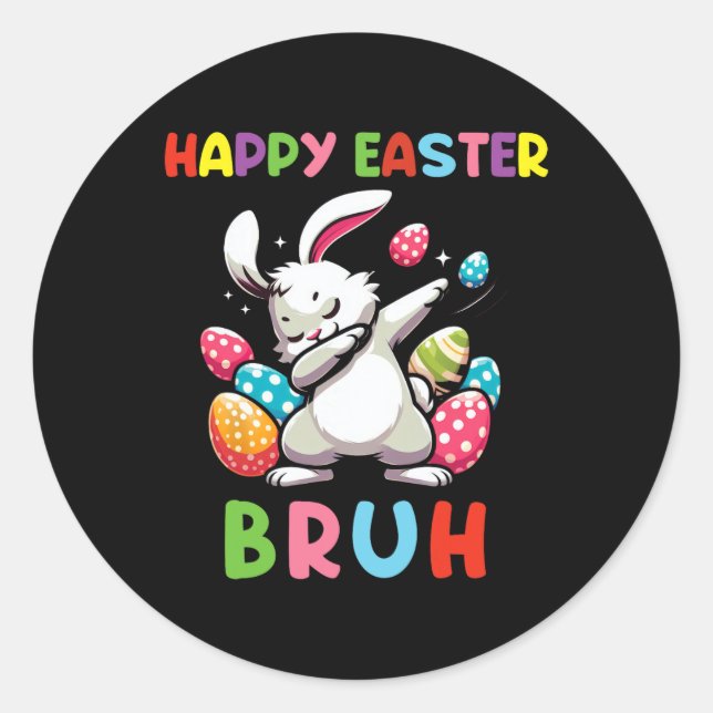 Dabbing Bunny Oaster Bruh2 Runder Aufkleber (Vorderseite)