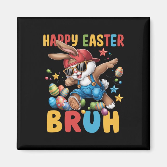 Dabbing Bunny Oaster Bruh Meme Funny Sprichwort Te Magnet (Vorne)
