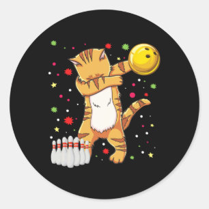 Dabbing Cat Bowling Shirts Funny Bowling Geschenk Runder Aufkleber