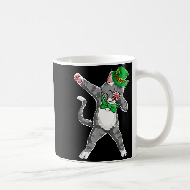 Dabbing Cat St Patricks Day Boys Girls Leprechaun  Kaffeetasse (Rechts)