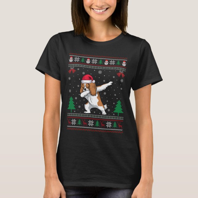 Dabbing Cavalier King Charles Spaniel Dog Santa Ha T-Shirt (Vorderseite)