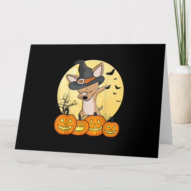 Dabbing Chihuahua Dab Dance Funny Hund Halloween Karte (Vorderseite)