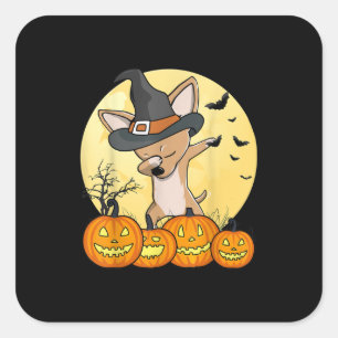 Dabbing Chihuahua Dab Dance Funny Hund Halloween Quadratischer Aufkleber