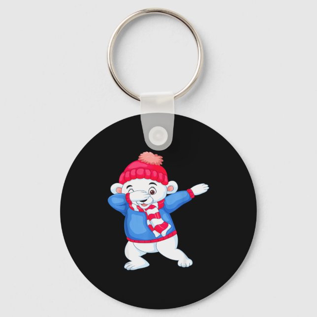Dabbing Christmas Lar Bear Xmas Dab Kids Boys Girl Schlüsselanhänger (Vorderseite)