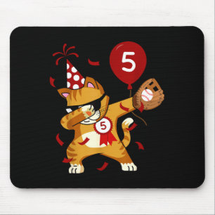 Dabbing Cool Cat Baseball 5. Geburtstag Mousepad