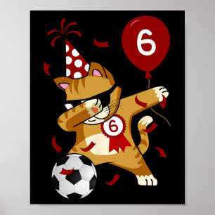 Dabbing Coole Katze Fußball 5. Geburtstag Poster