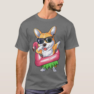 Dabbing Corgi Flamingo Float Sommer tropisch T-Shirt