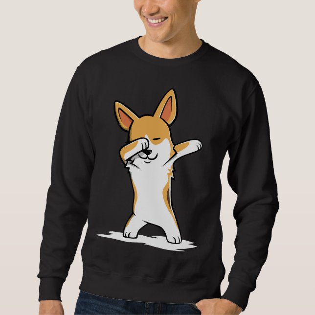 Dabbing Corgi Funny Sweatshirt (Vorderseite)