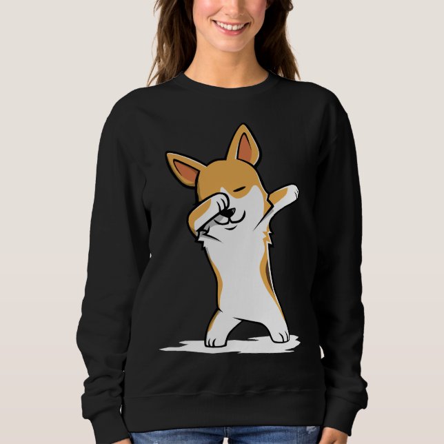 Dabbing Corgi Funny Sweatshirt (Vorderseite)