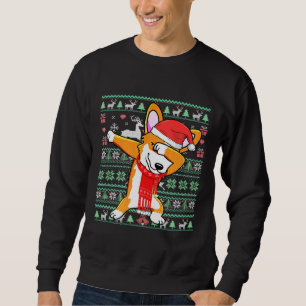 Dabbing Corgi Hund Ugly Christmas Sweater Xmas Kos Sweatshirt