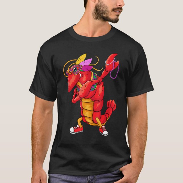 Dabbing Crawfish Mardi Gras T-Shirt (Vorderseite)