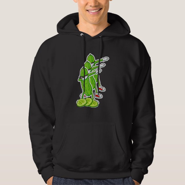 Dabbing Cucumber Pickle Dancing Wearing Sunglasses Hoodie (Vorderseite)