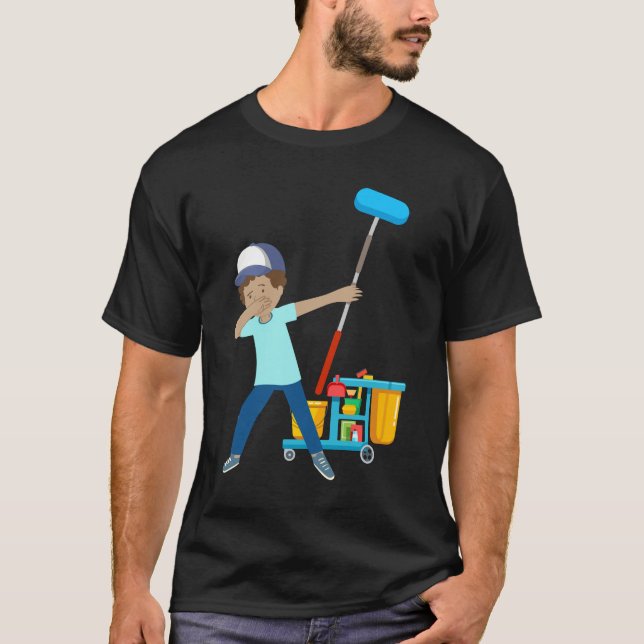 Dabbing Custodian Cleaning Janitor Caretaker T-Shirt (Vorderseite)