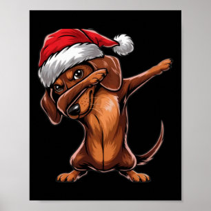 Dabbing Dackel Weihnachtsmannmütze Weihnachten Dab Poster