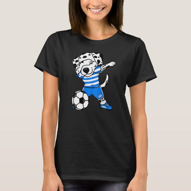 Dabbing Dalmatiner Griechenland Fußballfans Jersey T-Shirt (Vorderseite)