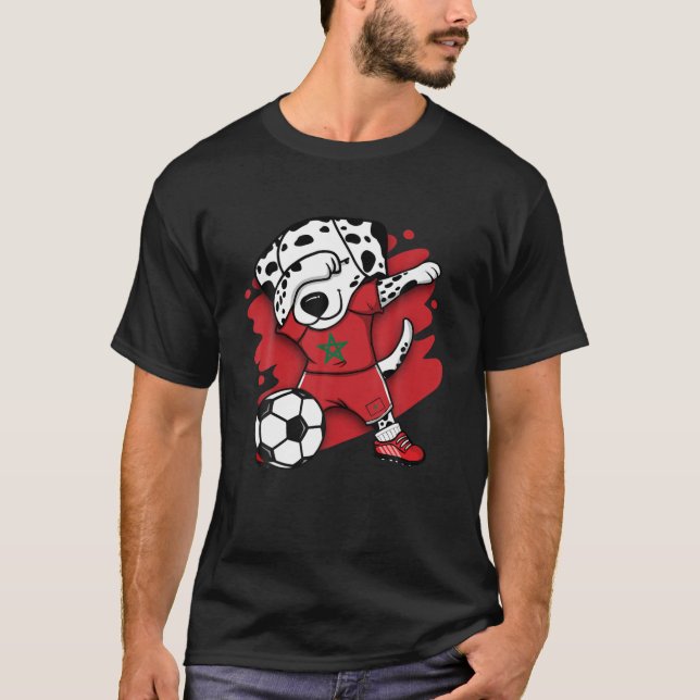 Dabbing Dalmatiner Marokko Fußball Fans Jersey Foo T-Shirt (Vorderseite)