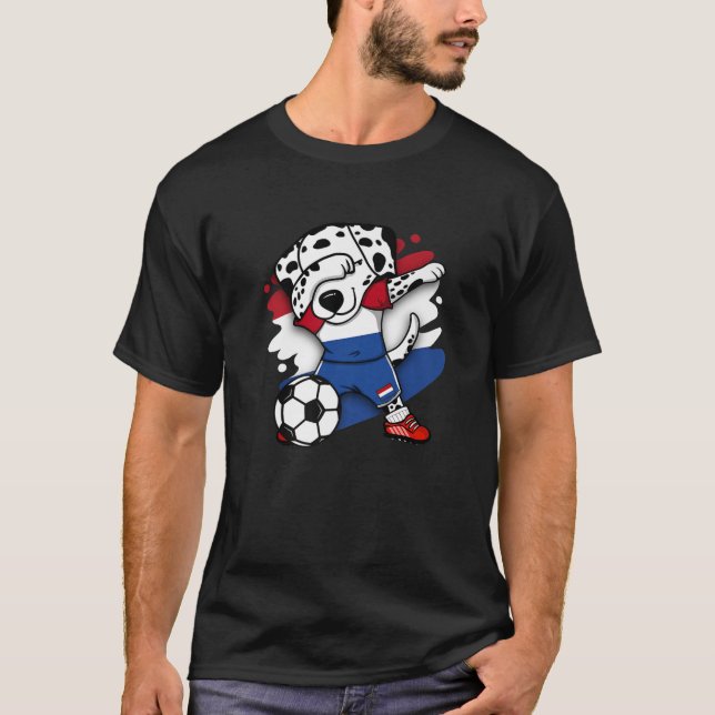 Dabbing Dalmatiner Netherlands Soccer Fans Jersey  T-Shirt (Vorderseite)