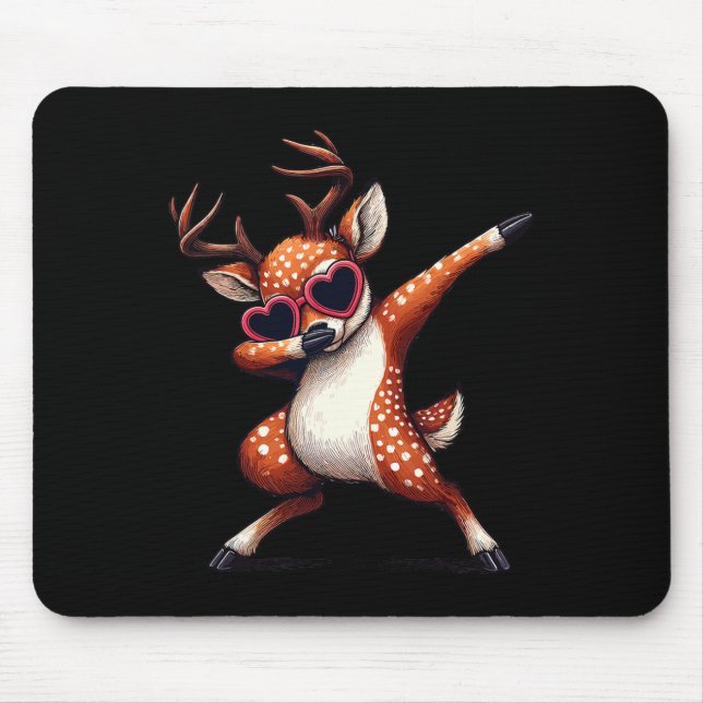 Dabbing Dance Deer Heart Sungles  Mousepad (Vorne)