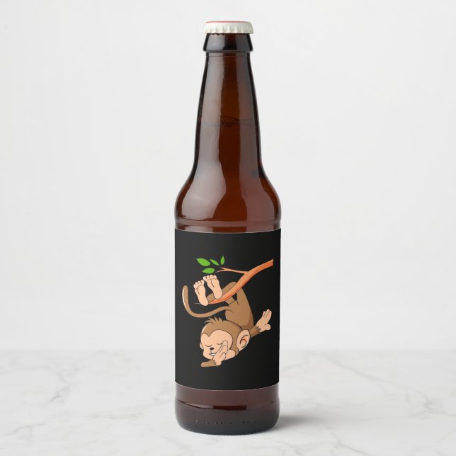 Dabbing Dance Monkey Bierflaschenetikett (Vorderseite)