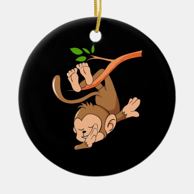 Dabbing Dance Monkey Keramik Ornament (Vorne)