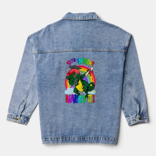 Dabbing Dinosaurier Rex Abschluss Nail I Jeansjacke (Rückseite)