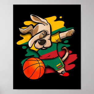 Dabbing Dog Litauen Sketll Fans Jersey Litauen Poster
