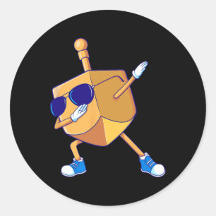 Dabbing Dreidel Hanukkah Dancing Chanukah Kids Gir Runder Aufkleber