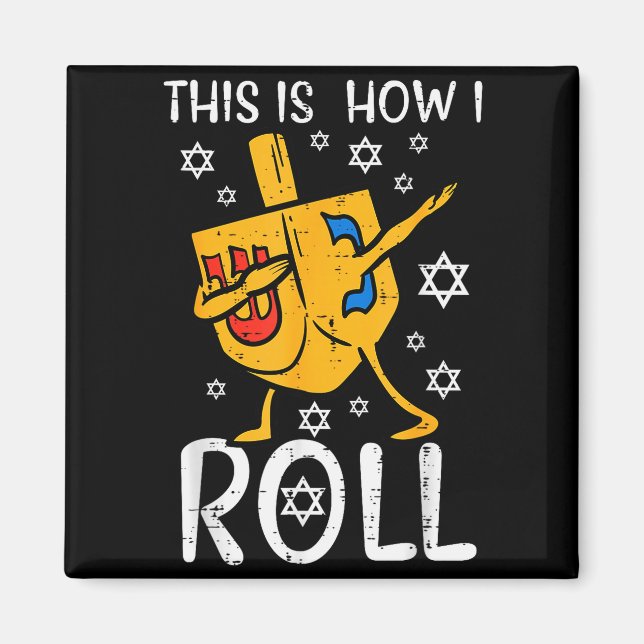 Dabbing Dreidel Ugly Hanukkah Funny Chanukah Men W Magnet (Vorne)