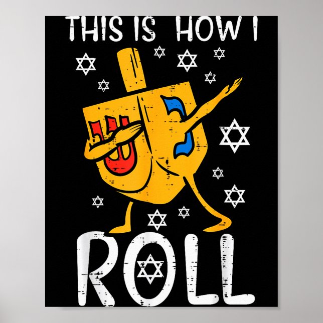 Dabbing Dreidel Ugly Hanukkah Funny Chanukah Men W Poster (Vorne)