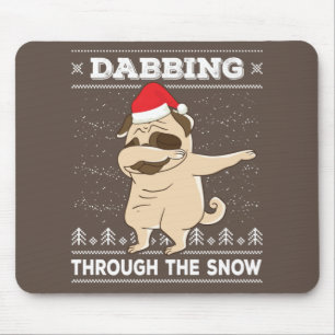 Dabbing durch den Schnee Mops Ugly Weihnachtsschwe Mousepad