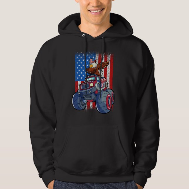 Dabbing Eagle Monster Truck 4. Juli Jungs Ameri Hoodie (Vorderseite)