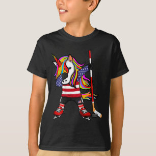 Dabbing Einhorn Amerika Eishockey Liebhaber Jersey T-Shirt