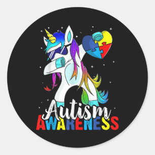 Dabbing Einhorn Autismus Bewusstsein Kinder Mädche Runder Aufkleber