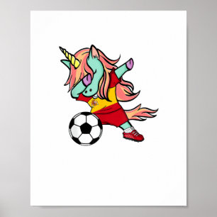 Dabbing Einhorn Fußball Spanien Trikot Shirt Spani Poster