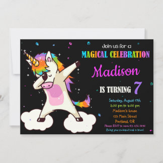 Dabbing Einhorn Geburtstagseinladung Magisches Par Einladung