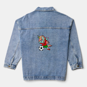 Dabbing Einhorn Marokko Fußballfans Jersey Morocca Jeansjacke