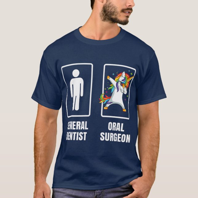 Dabbing Einhorn Orale Operation Chirurg Zahnarzt T-Shirt (Vorderseite)
