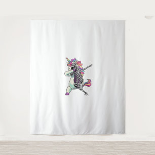 Dabbing Einhorn Skelett Halloween Mädchen Dab T-Sh Wandteppich