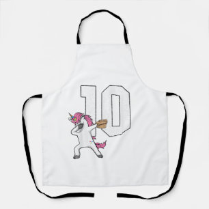 Dabbing Einhorn Softball Nummer 10 T-Shirt - Softb Schürze