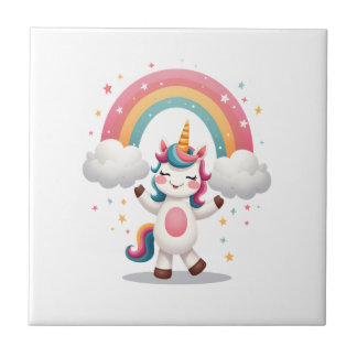 Dabbing Einhorn T-Shirt - Lustiges Dab Tanz Regenb Fliese